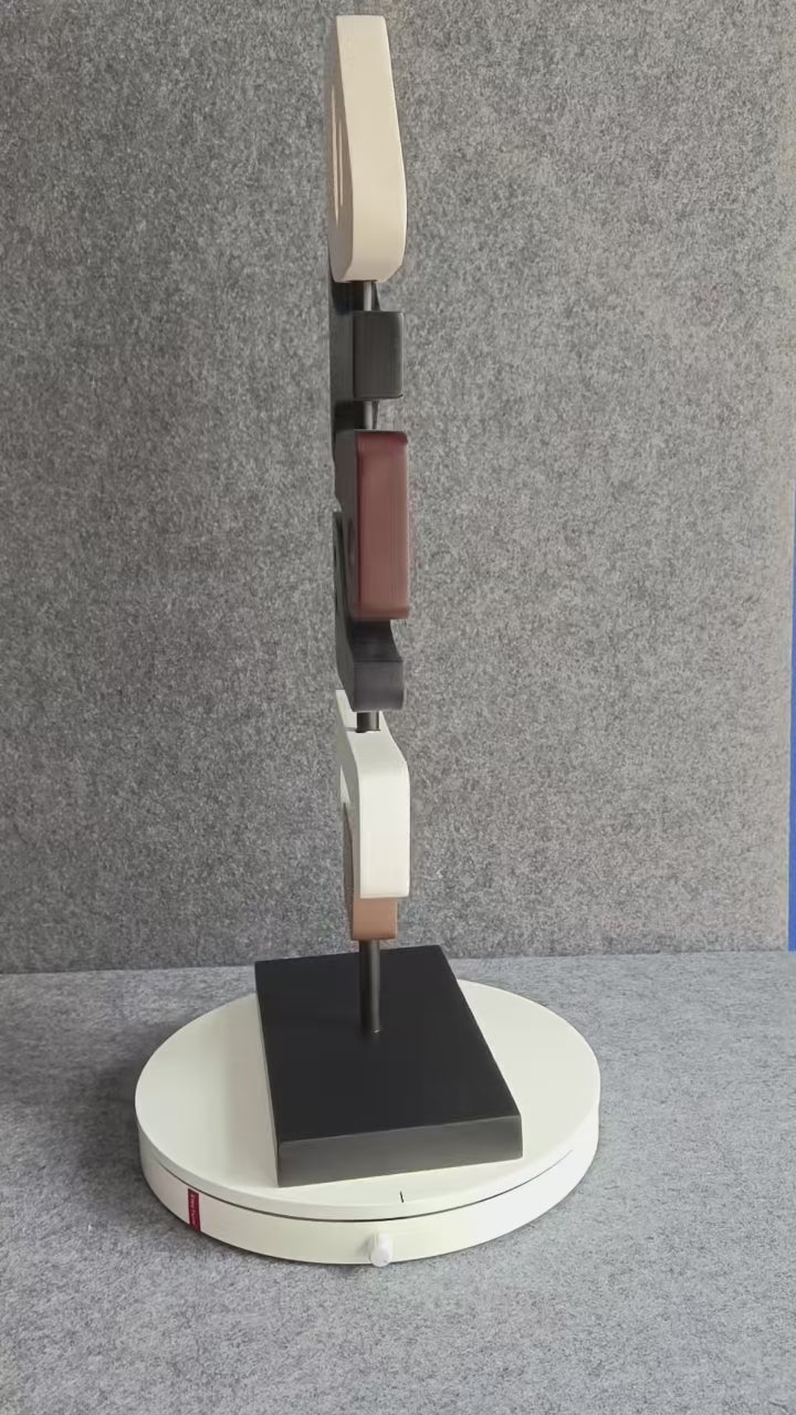 Polychrome Geometric Abstract Wood Sculpture Art Ornament Hand Carving