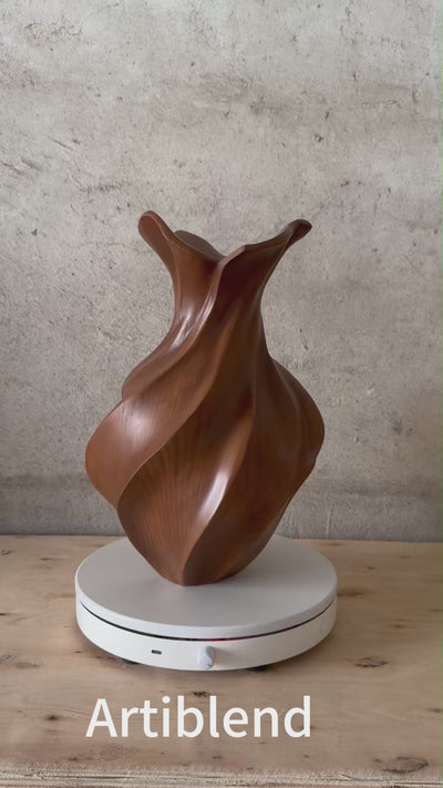 Artistic Sculptural Wood Vase | Modern Layered Wave Home Decor & Gift