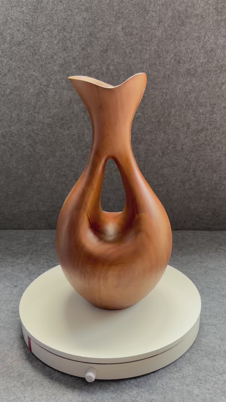 Abstract Wabi-Sabi Wood Vase Sculpture Organic Handcrafted Shelf Decor
