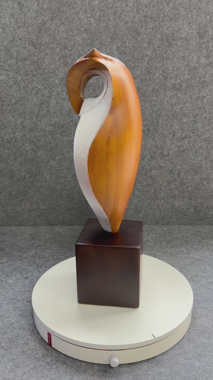 Black Geometric Fine Art Wood Sculpture Lagre Floor Standing Modern Wood Carving