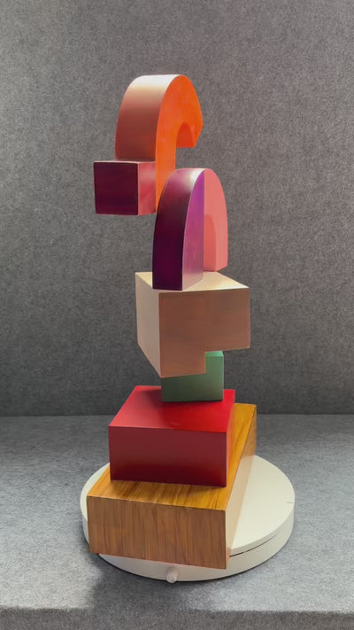 Polychrome Wood Sculpture Hand Carved Large Abstract Wooden Sculpture