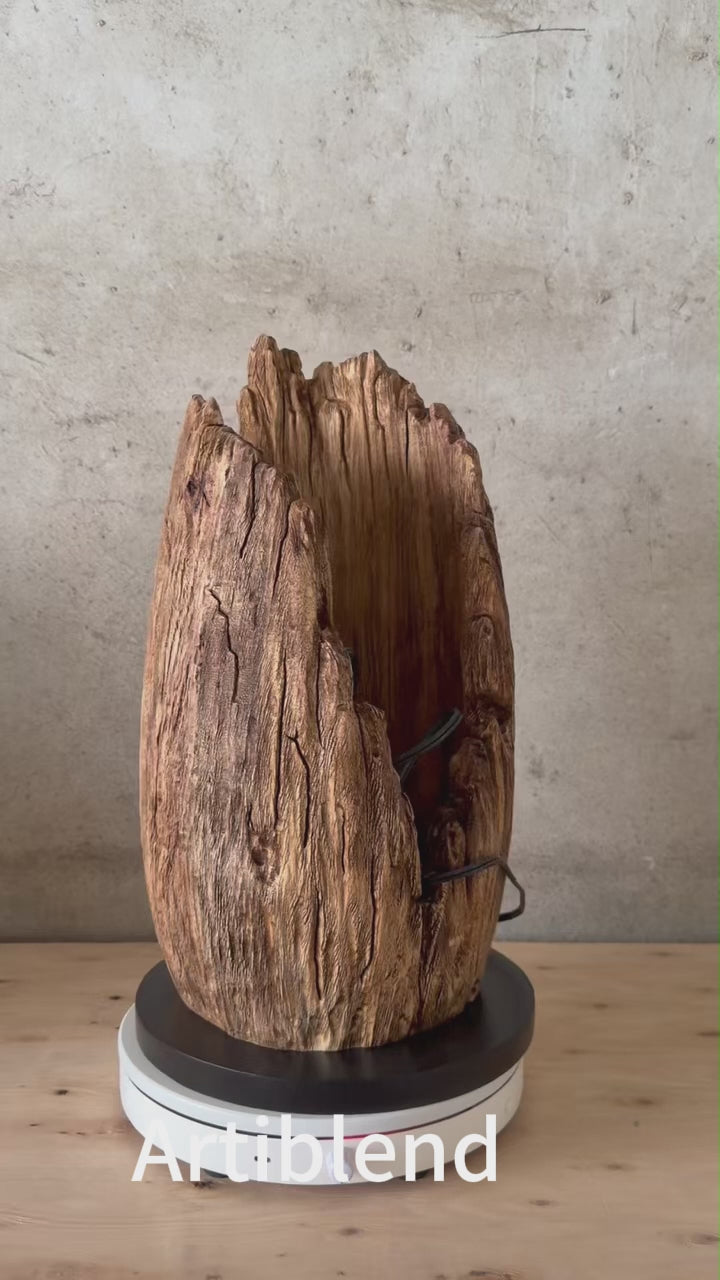 Abstract Wooden Sculpture Lamp As Functional Art Piece For Minimalist And Eco-Friendly Homes