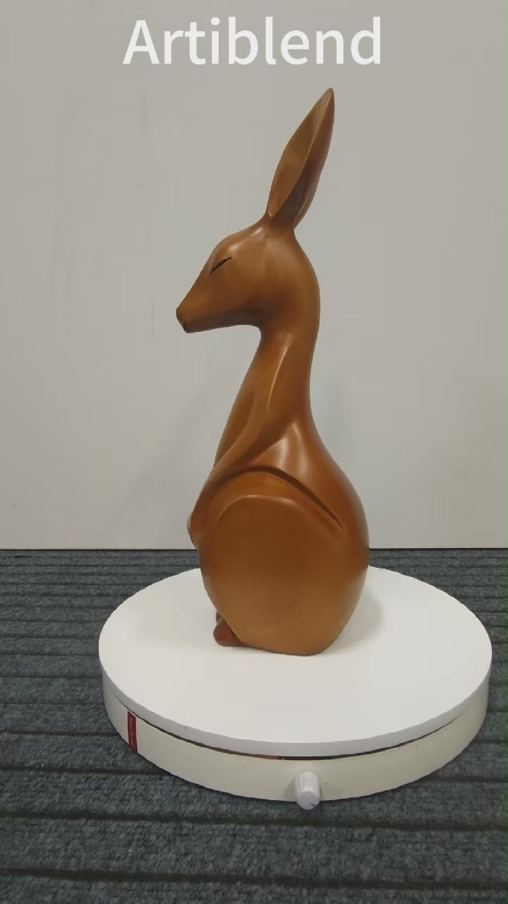 Handcrafted Wooden Kangaroo Sculpture Animal Wood Sculpture Decor Modern Homes
