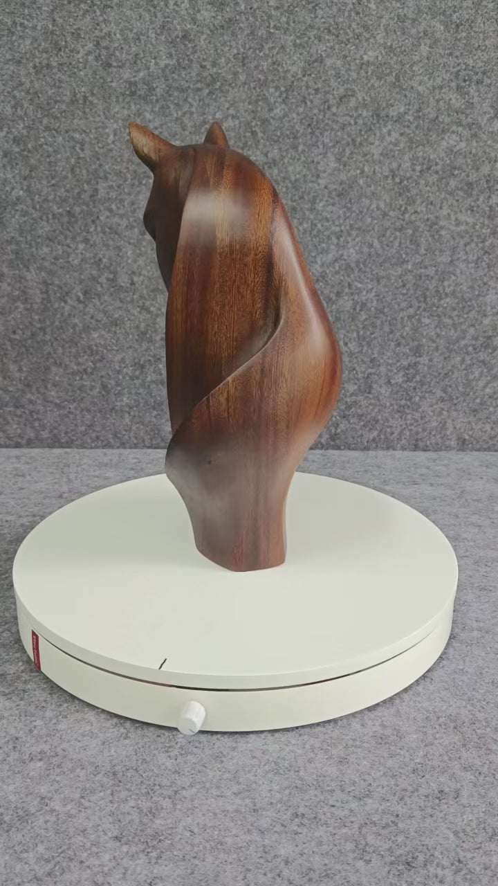 Modern Abstract Wood Horse Statue Handcrafted Walnut Wooden Sculpture