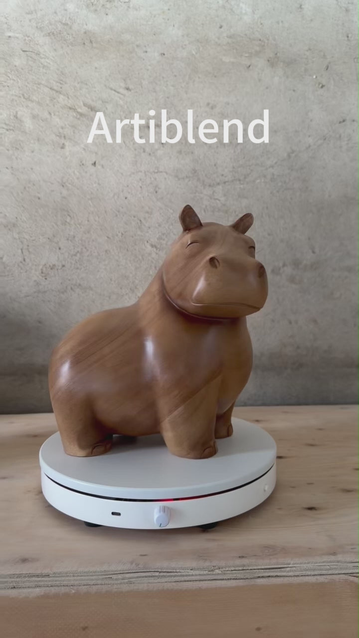 Whimsical Wood Hippo Figurine | Minimalist Animal Decor | Charming Gift Idea