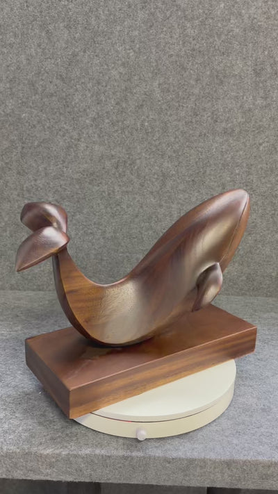 Handcrafted Wooden Whale Sculpture Coastal Ocean Inspired Home Decor
