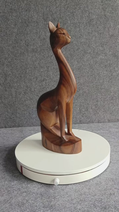 Wooden Carved Animals Wooden Cat Statue Wood Cat Sculpture Decorative