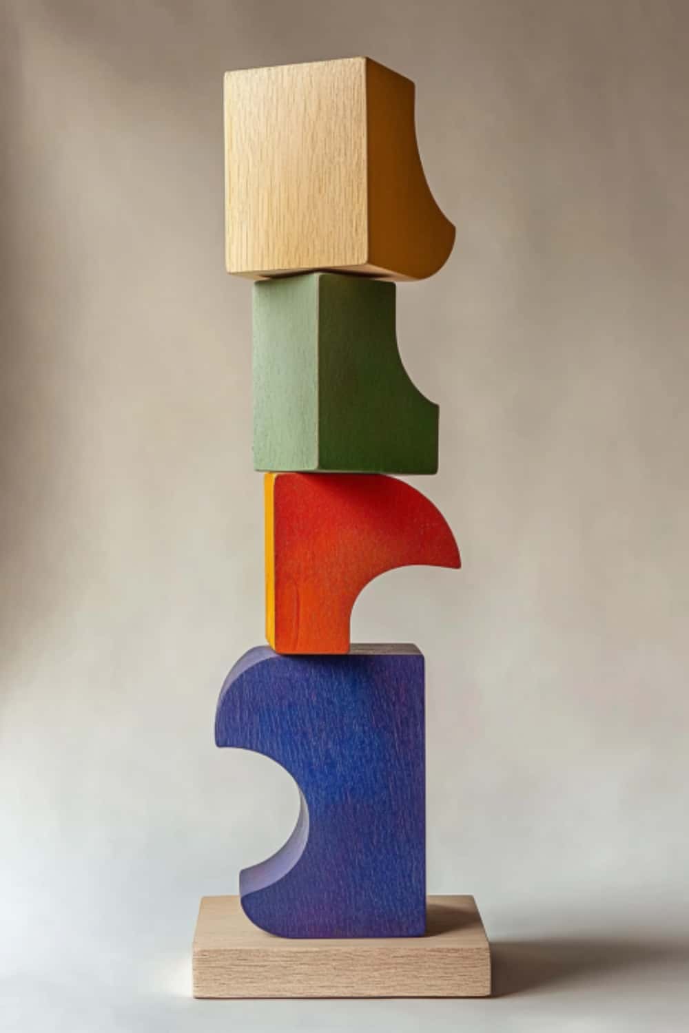 Large Handmade Wood Carving Sculpture Colorful Wooden Floor Sculpture