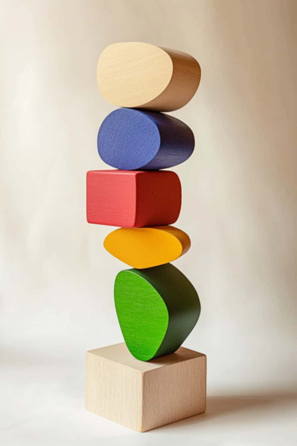 Large Colorful Minimalist Wood Sculpture Art Abstract Wooden Carving