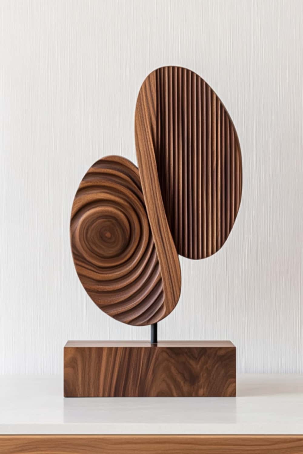 Modern Minimalist Abstract Wood Sculpture Hand Carved Wooden Sculpture