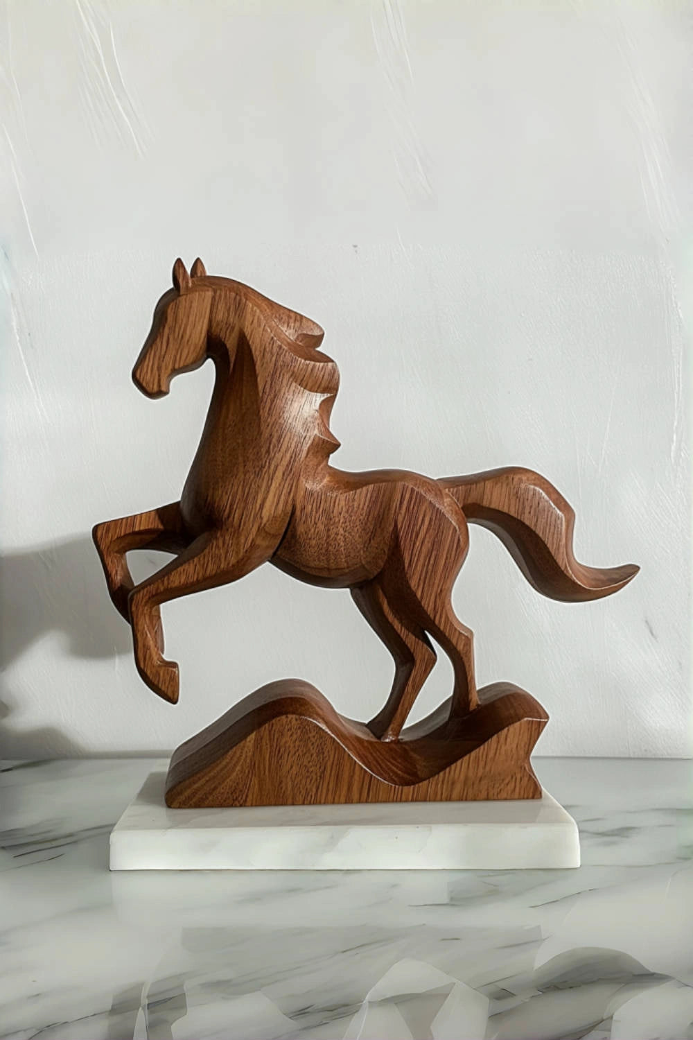 Abstract Wooden Horse Sculpture Animal Wood Sculpture Decor for Home