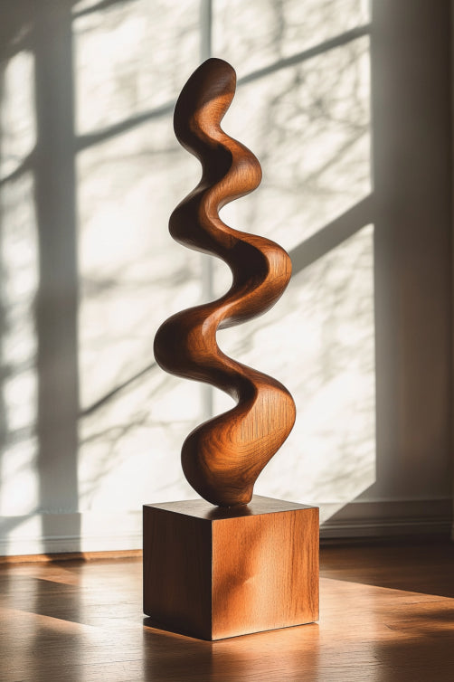 Hand Carved Lagre Wood Sculptures Floor Abstract Wooden Sculpture Art