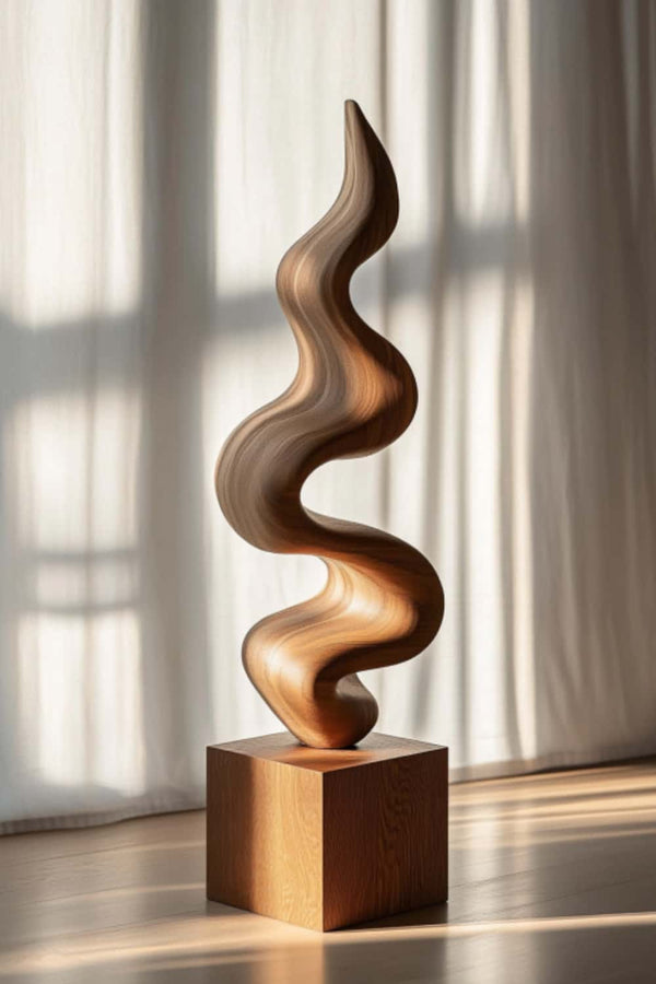 Hand Carved Lagre Wood Sculptures Floor Abstract Wooden Sculpture Art