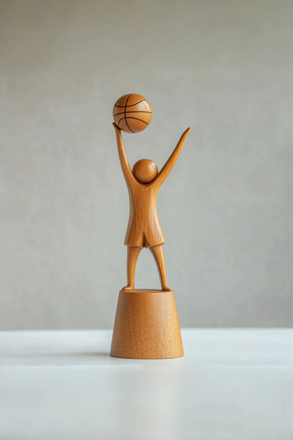 Wooden Basketball Sculpture Handmade Sports Figurine Home Office Decor