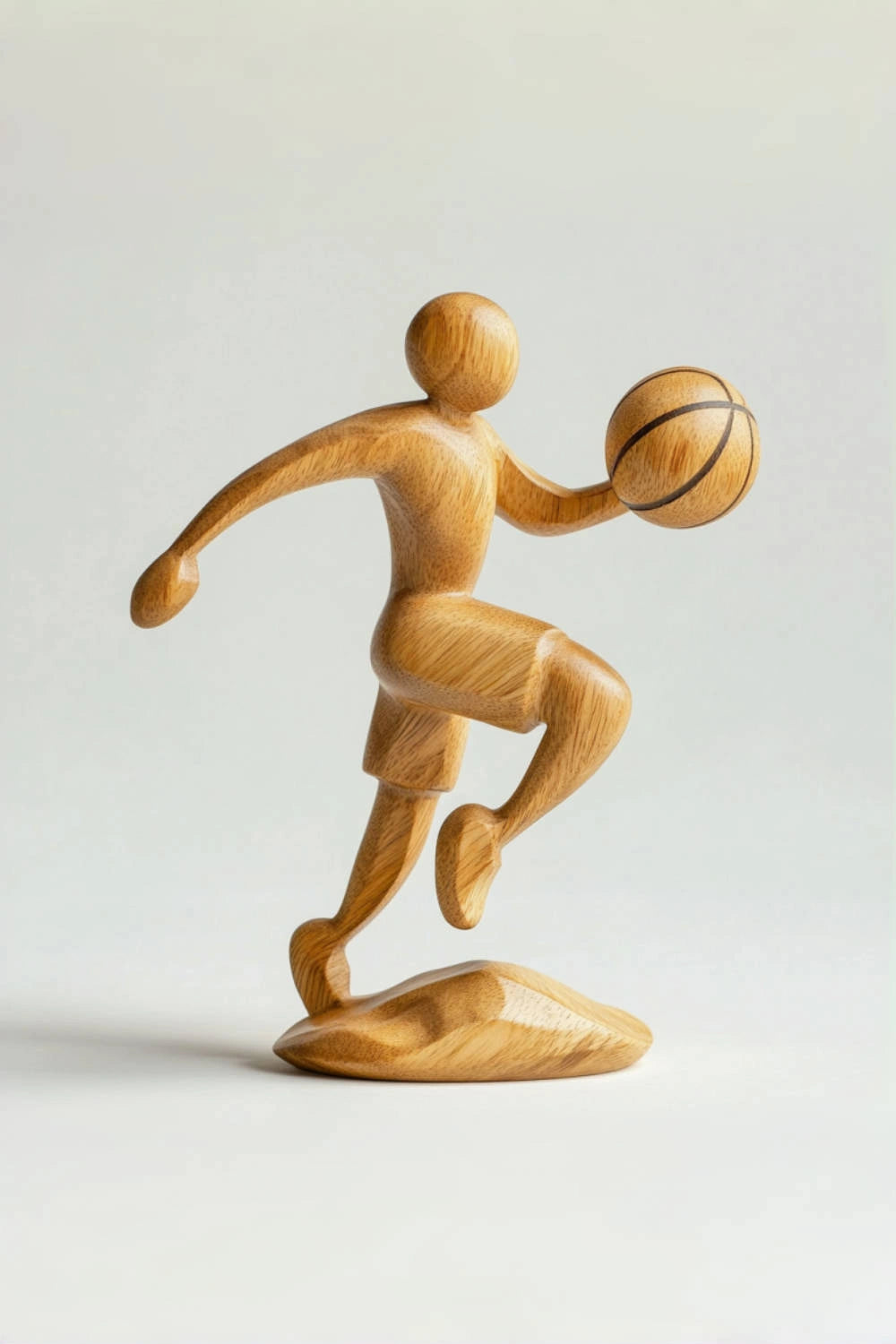 Wooden Basketball Sculpture Handmade Sports Figurine Home Office Decor
