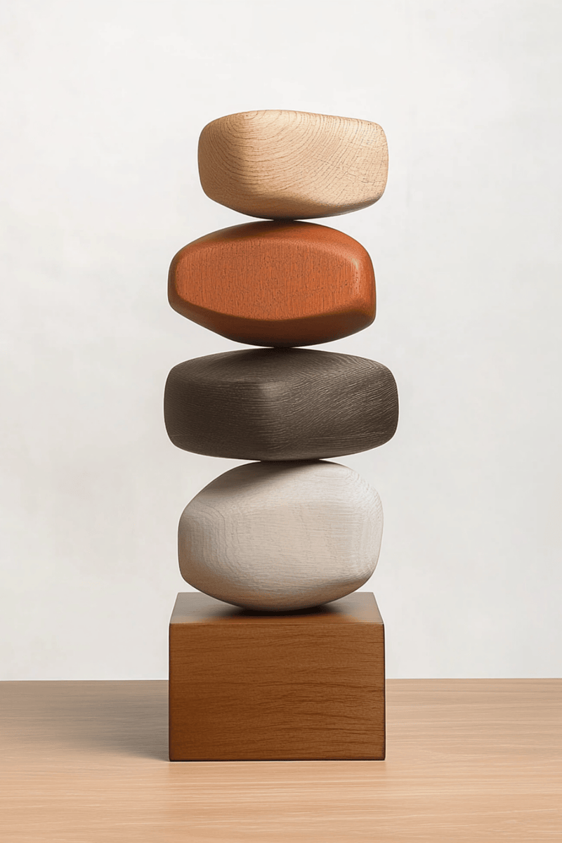 Handcrafted Wood Sculpture Modern Abstract Art Minimalist Home Decor