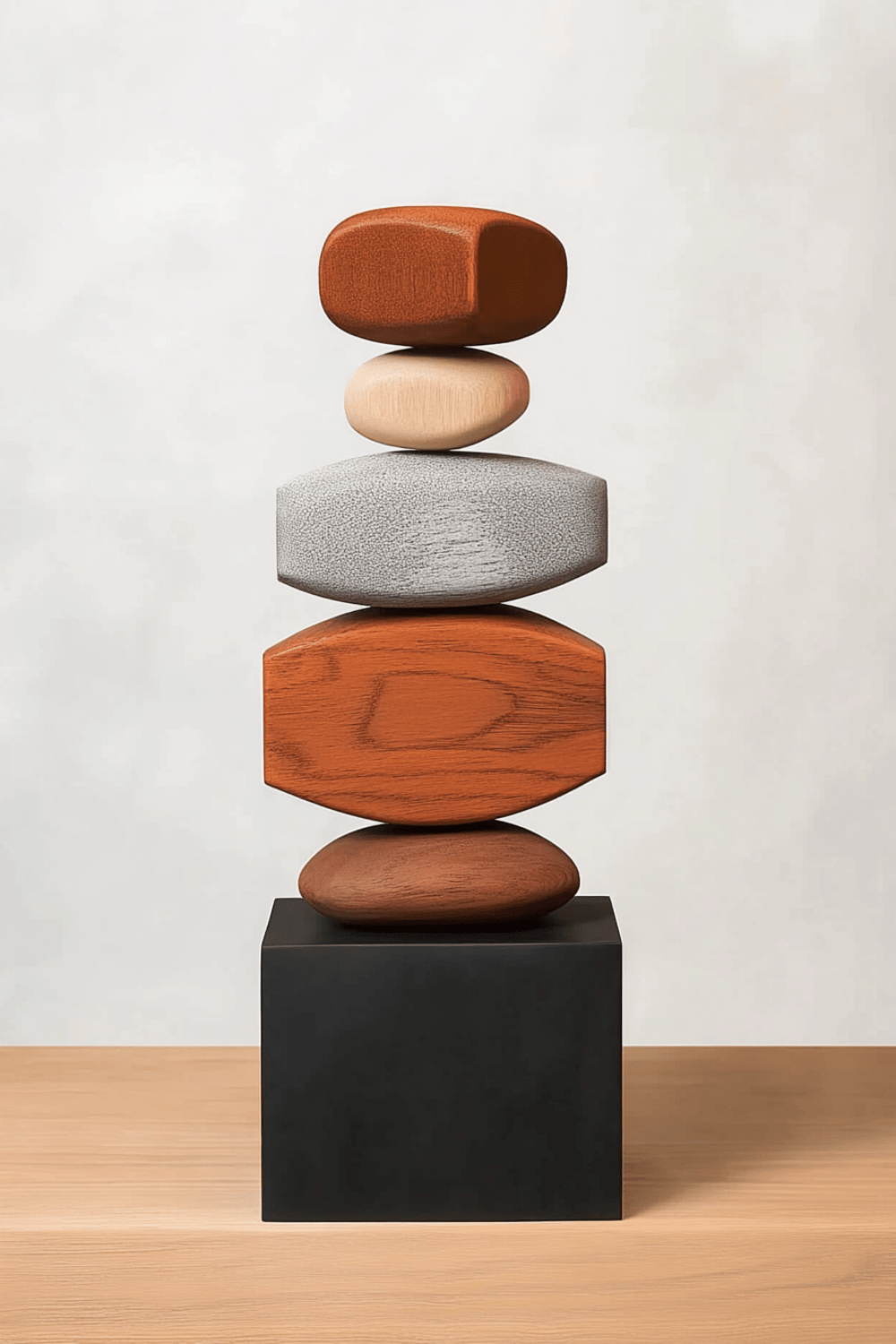 Handcrafted Wood Sculpture Modern Abstract Art Minimalist Home Decor