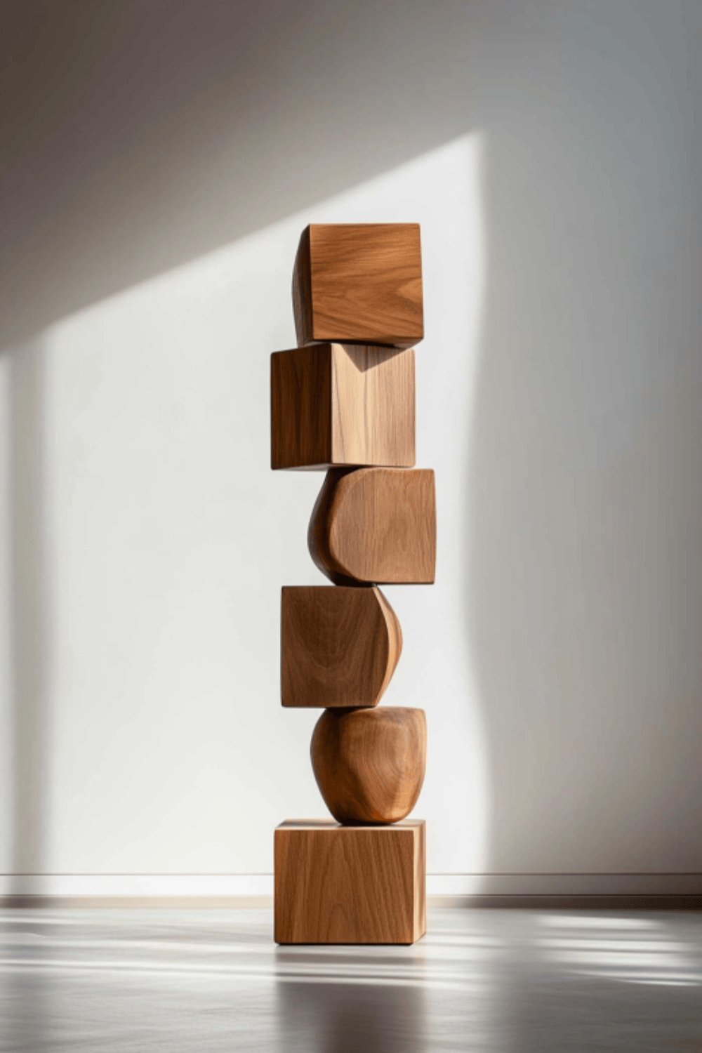 Large Abstract Wooden Floor Sculpture Modern Minimalist Home Décor Art