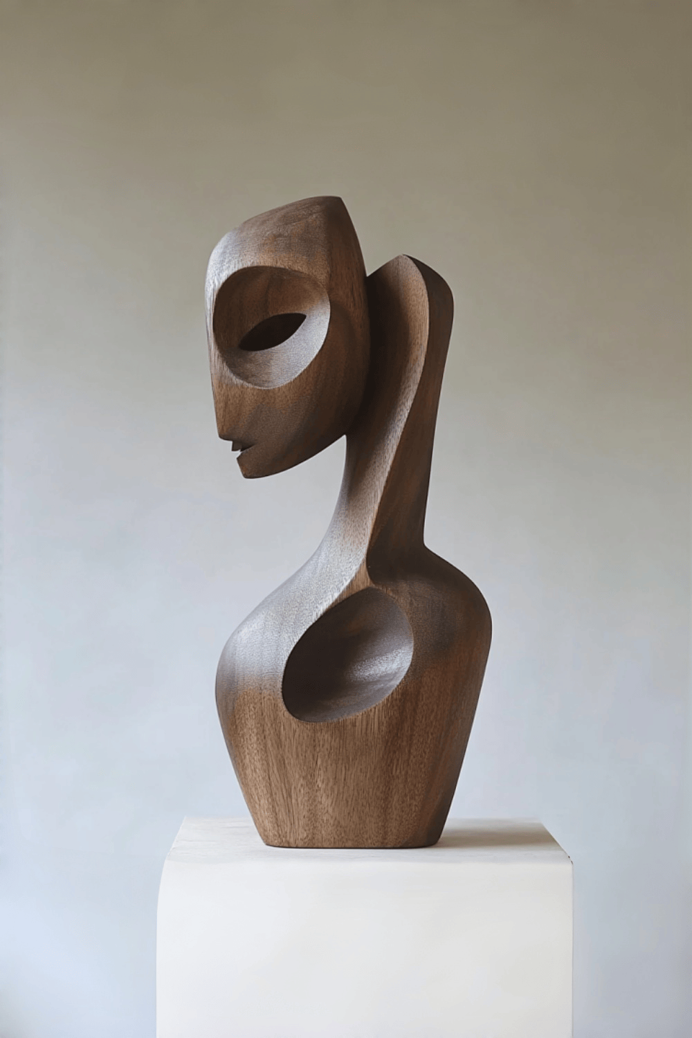 Hand Carved Wooden Human Form Abstract Modern Figurine Sculpture Art