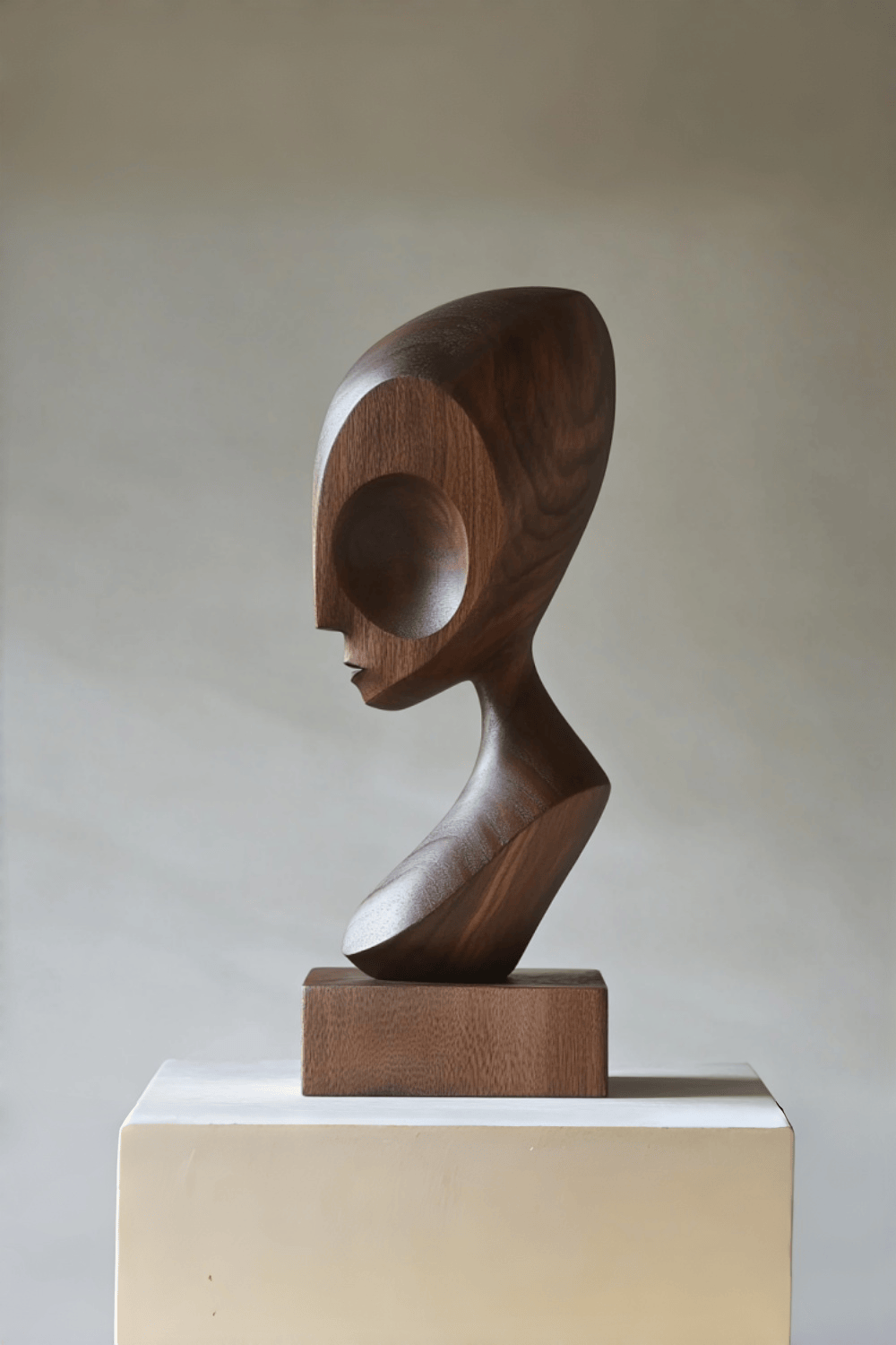 Hand Carved Wooden Human Form Abstract Modern Figurine Sculpture Art