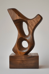 Hand Wood Carving Abstract Wooden Sculpture Geometric Wood Art Deco