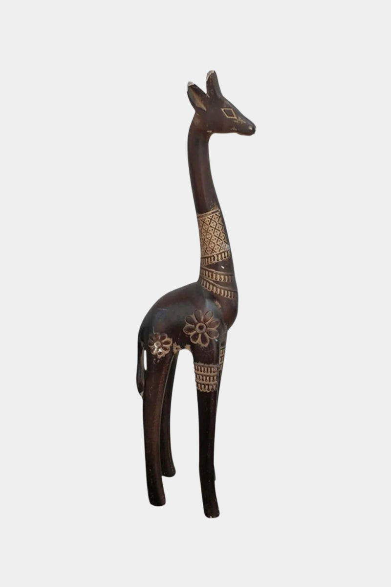 Giraffe Wood Carving Hand Carving Wooden Art  Wood Sculpture Animal Crafts Wooden Giraffe Statue