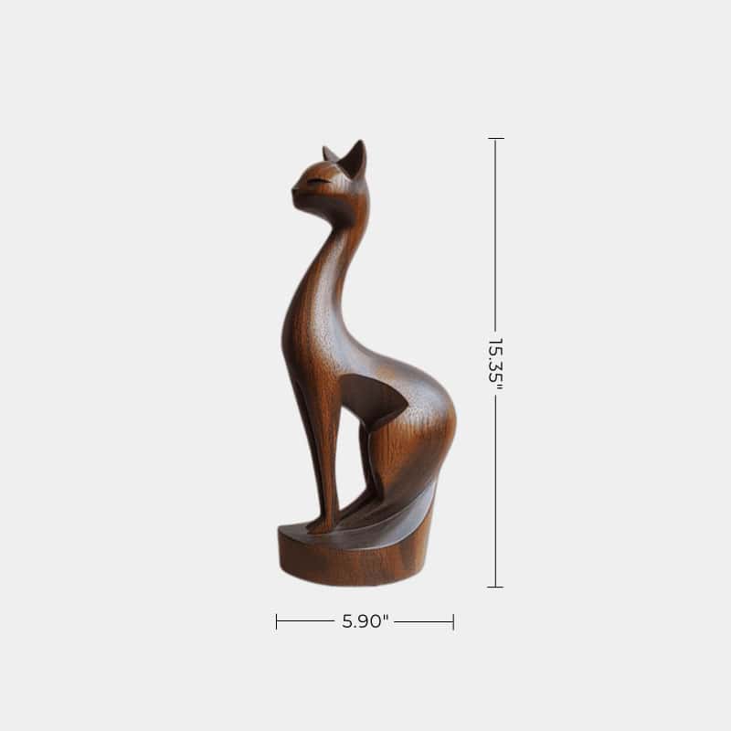 Wooden Carved Animals Wooden Cat Statue Wood Cat Sculpture Decorative