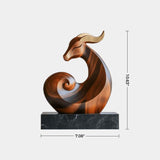 Wooden Carved Animals Wooden Sculptures Art Abstract Wooden Ram Statue