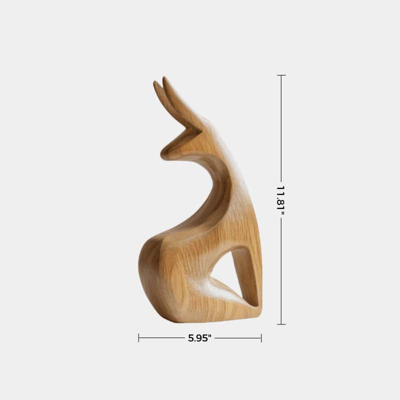 Abstract Wooden Animal Rabbit Sculpture Handcrafted Minimalist Decor
