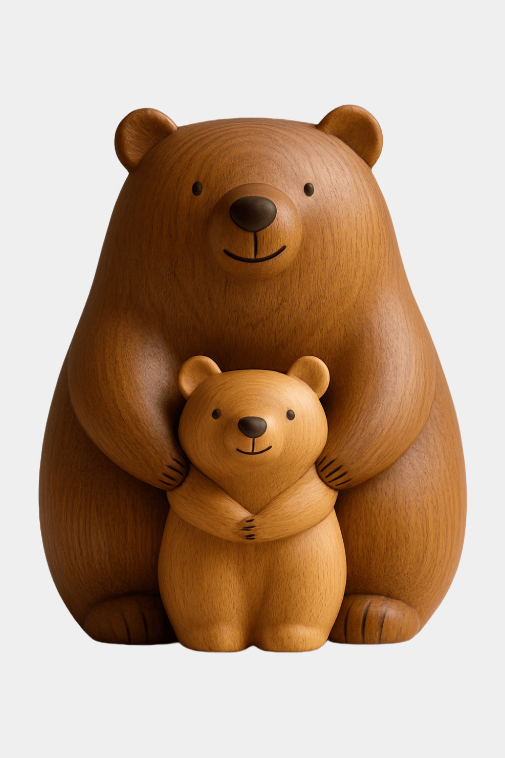 Abstract Wooden Bear Sculpture Handcarved Modern Animal Wood Sculpture