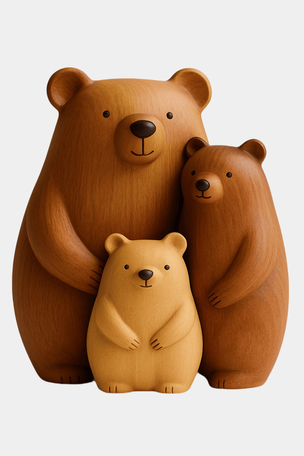 Abstract Wooden Bear Sculpture Handcarved Modern Animal Wood Sculpture