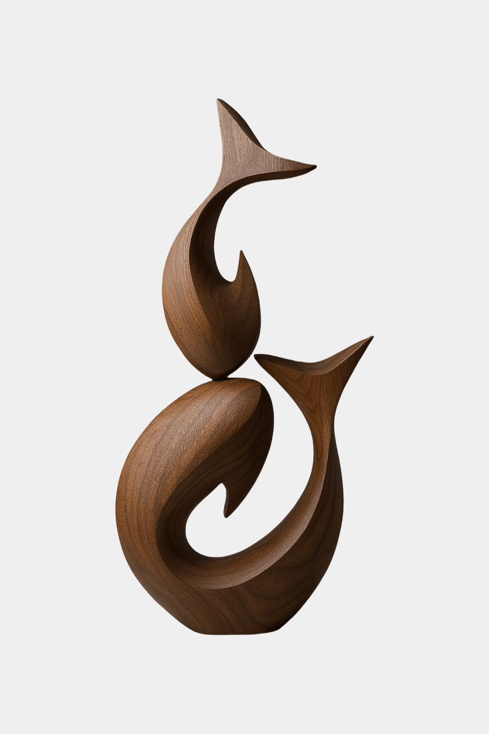 Modern Wooden Fish Sculpture Abstract Handcarved Decor Piece Wood Art