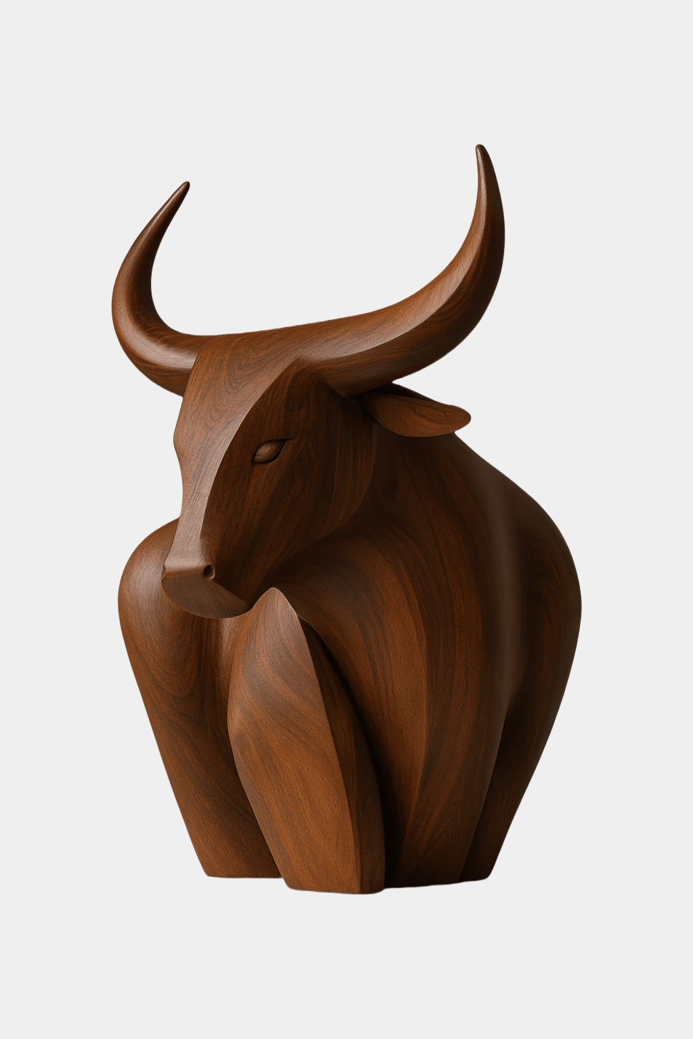 Handcrafted Wooden Bull Sculpture Bull Statue Wood Animal Figurines Art