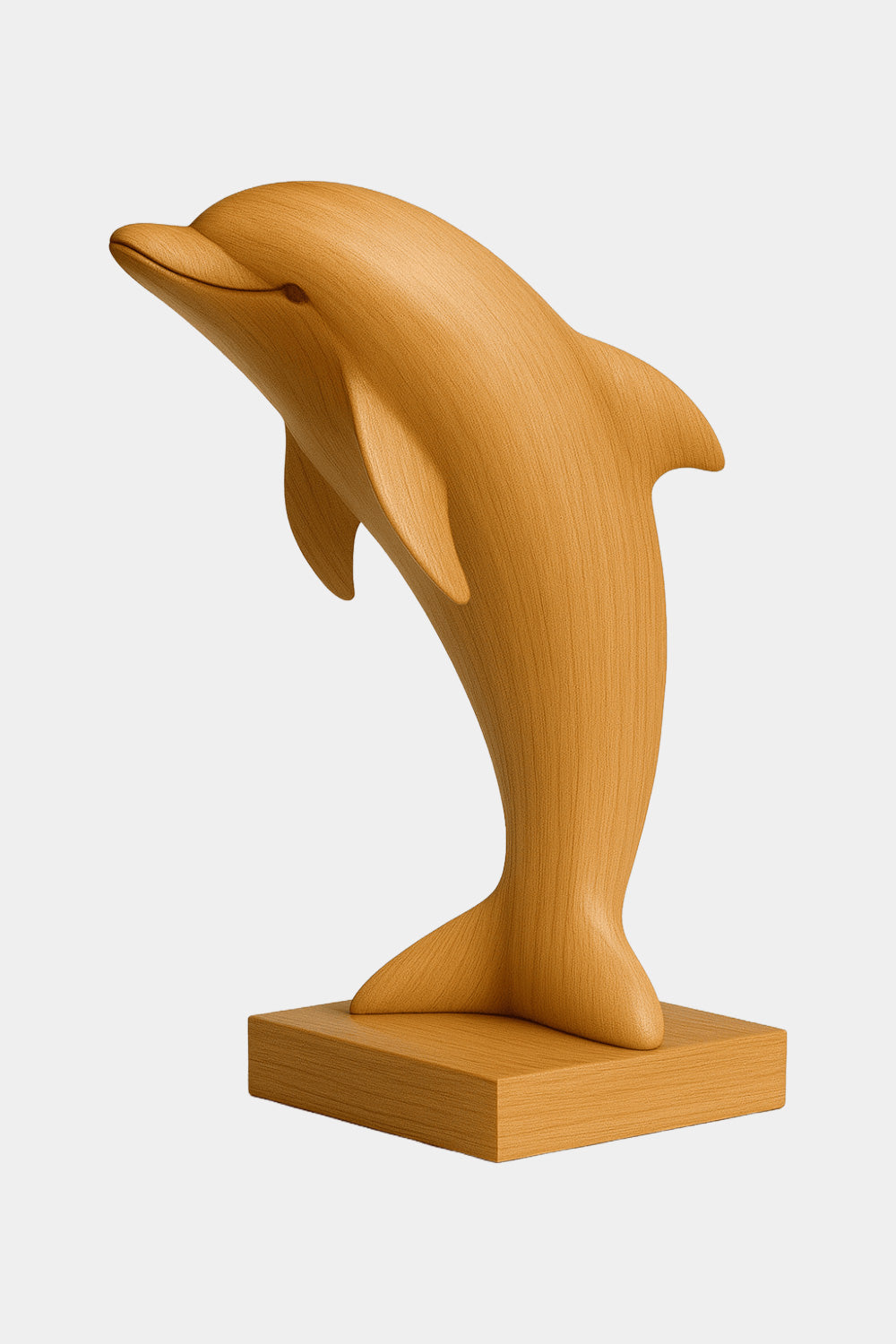 Handcrafted Wooden Dolphin Sculpture Minimalist Home Decor Ocean Art