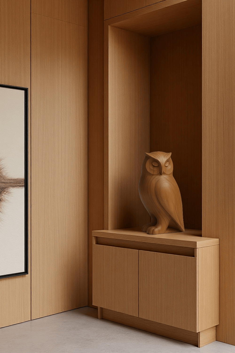 Handcrafted Wooden Owl Sculpture Rustic Home Decor Unique Handmade Art