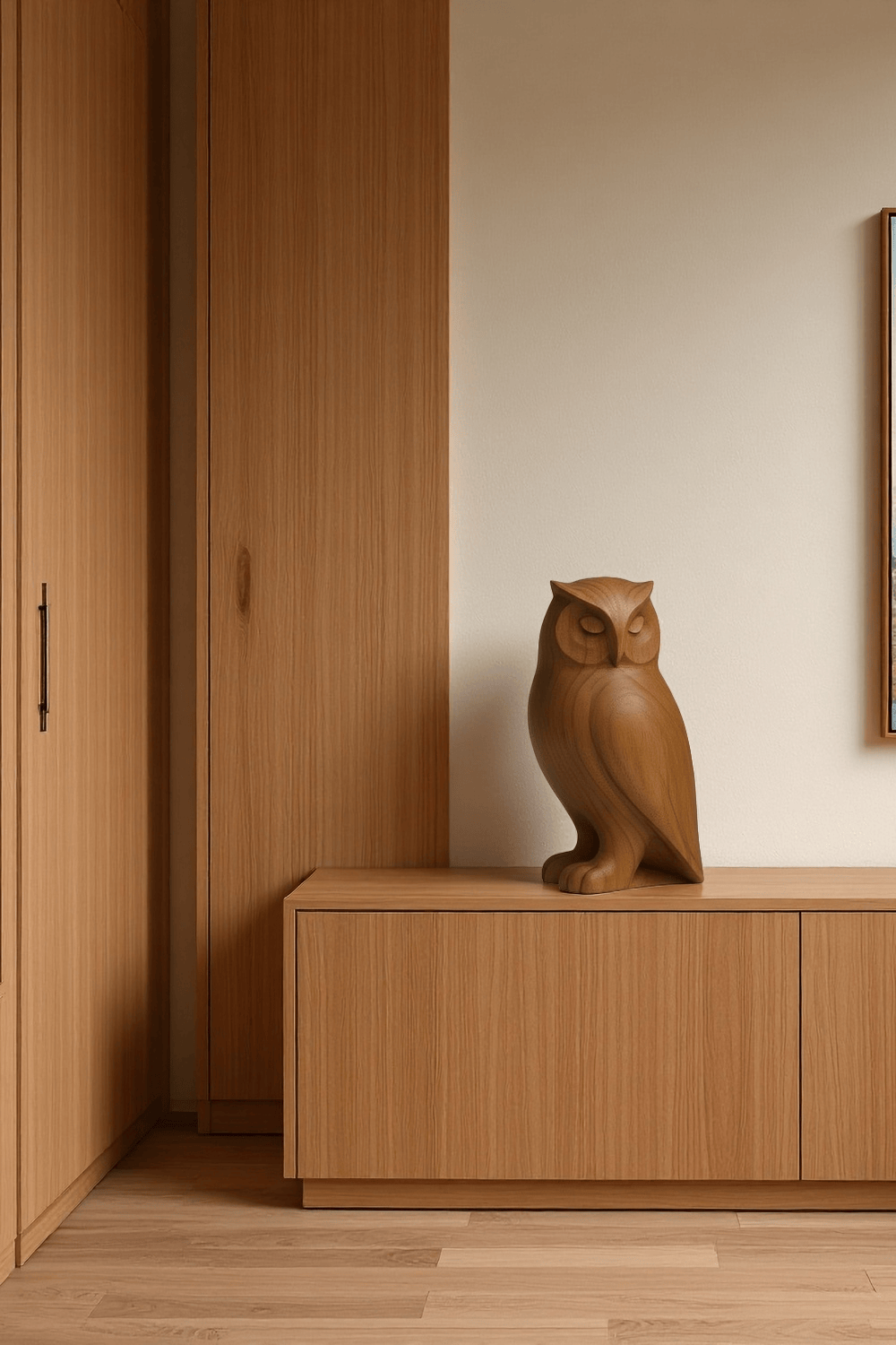 Handcrafted Wooden Owl Sculpture Rustic Home Decor Unique Handmade Art