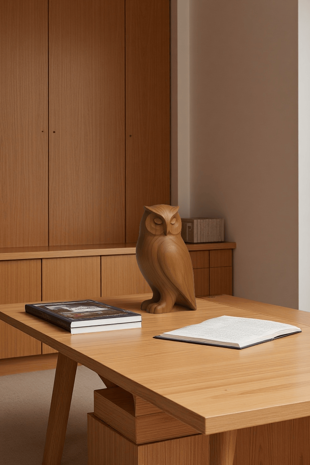 Handcrafted Wooden Owl Sculpture Rustic Home Decor Unique Handmade Art