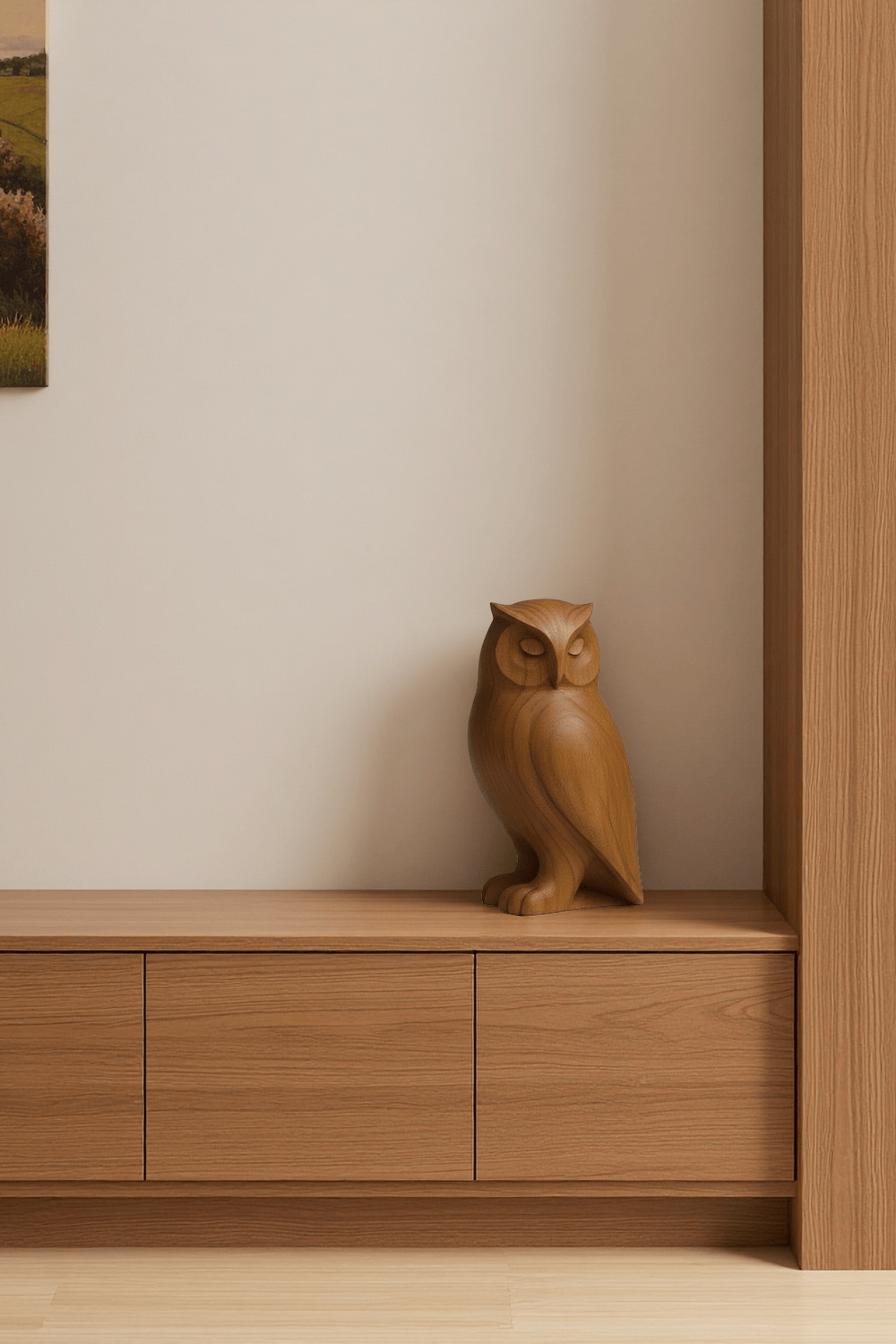 Handcrafted Wooden Owl Sculpture Rustic Home Decor Unique Handmade Art
