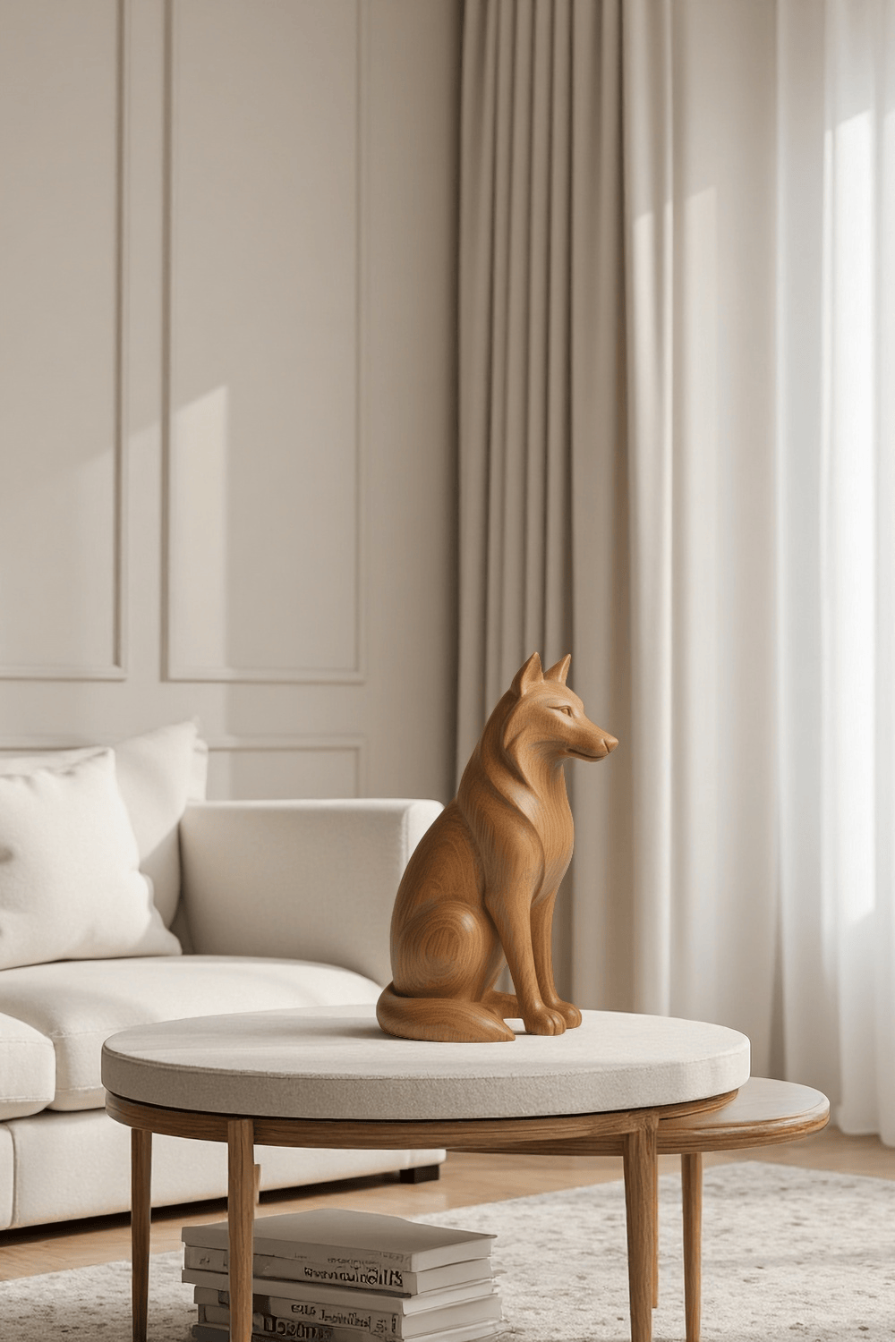 Handmade Wooden Wolf Sculpture Wolf Wood Carving Wooden Wolf Statue Art
