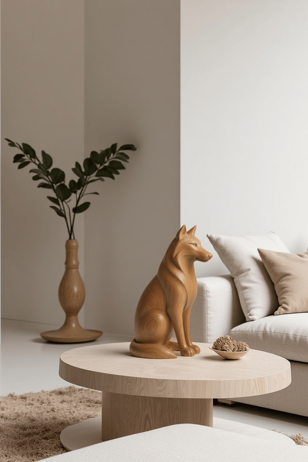 Handmade Wooden Wolf Sculpture Wolf Wood Carving Wooden Wolf Statue Art