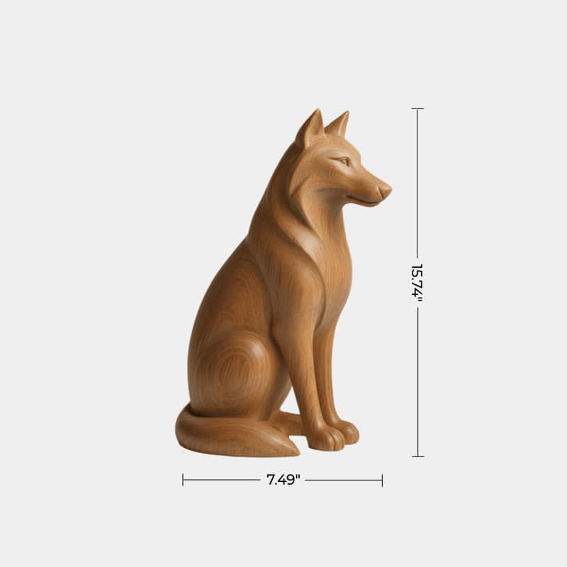 Handmade Wooden Wolf Sculpture Wolf Wood Carving Wooden Wolf Statue Art