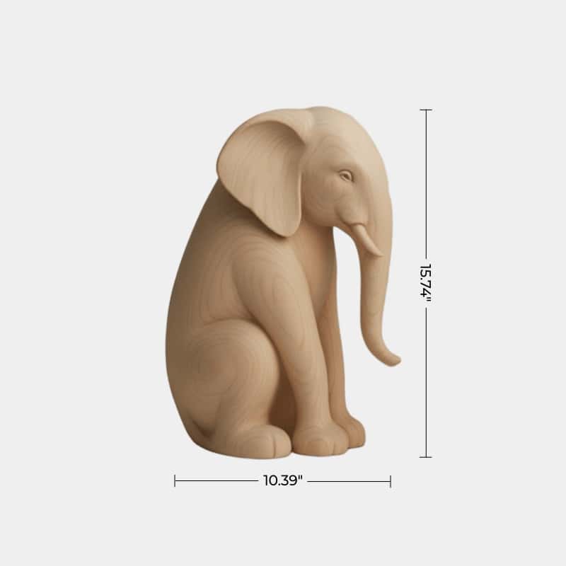 Handcrafted Wooden Elephant Sculpture Minimalist Wildlife Home Decor