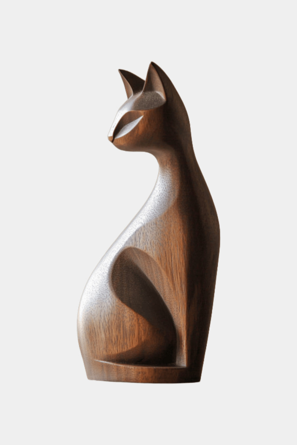 Handcrafted Wooden Cat Sculpture Modern Minimalist Home Decor Statue