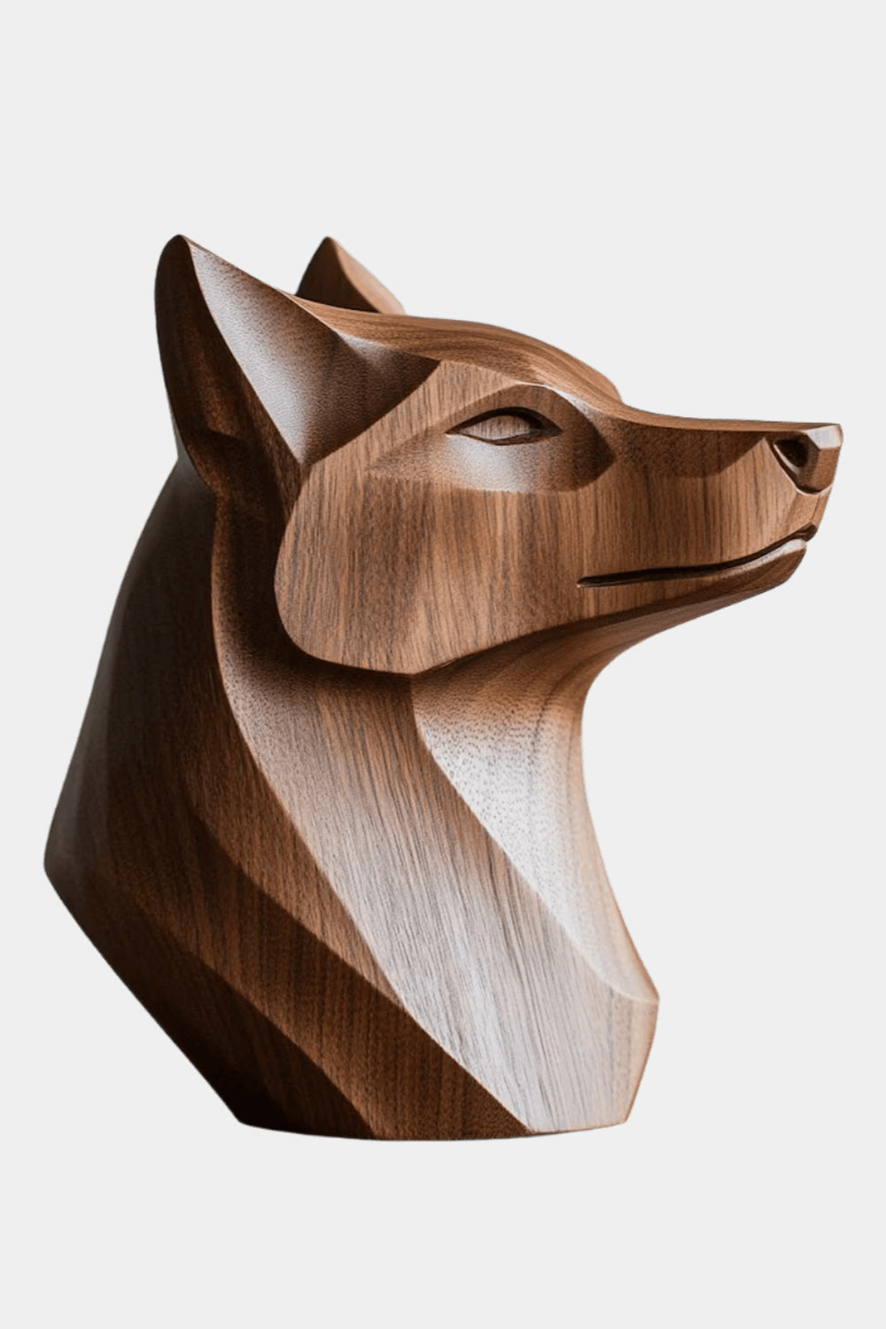 Handcrafted Wooden Wolf Head Sculpture Modern Wildlife Home Decor Art