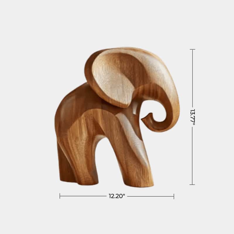 Wooden Elephant Sculpture Handmade Symbol Wisdom Luck Harmony Gift Decor