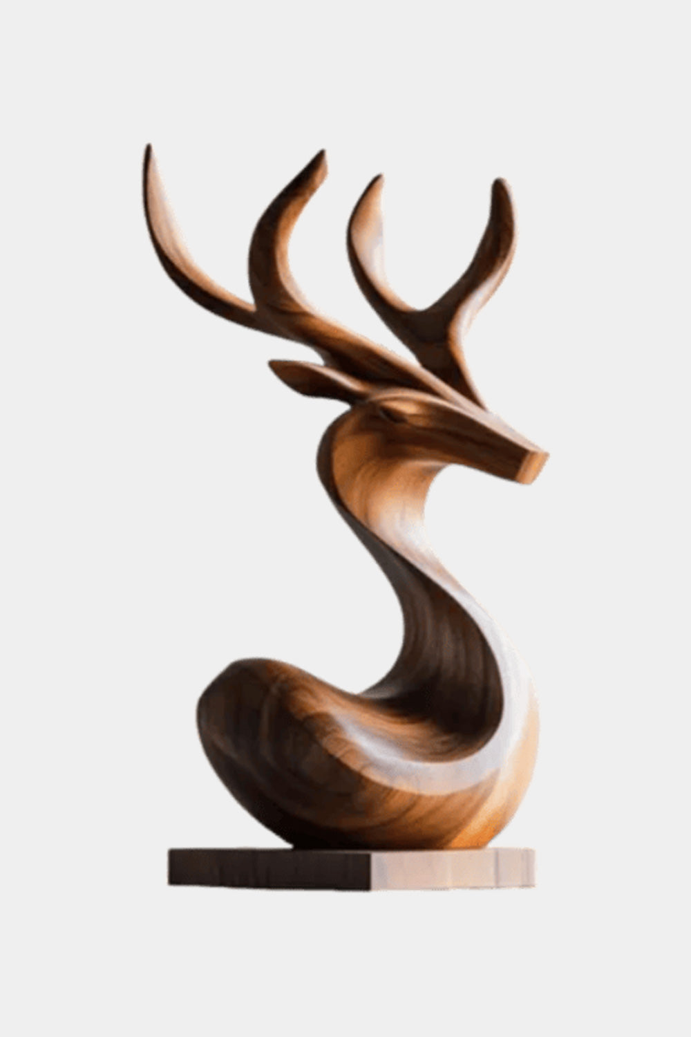 Wooden Deer Sculpture Modern Minimalist Nature Inspired Home Art Decor