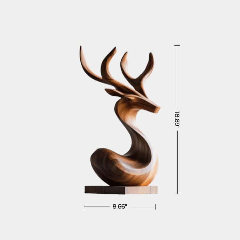 Wooden Deer Sculpture Modern Minimalist Nature Inspired Home Art Decor