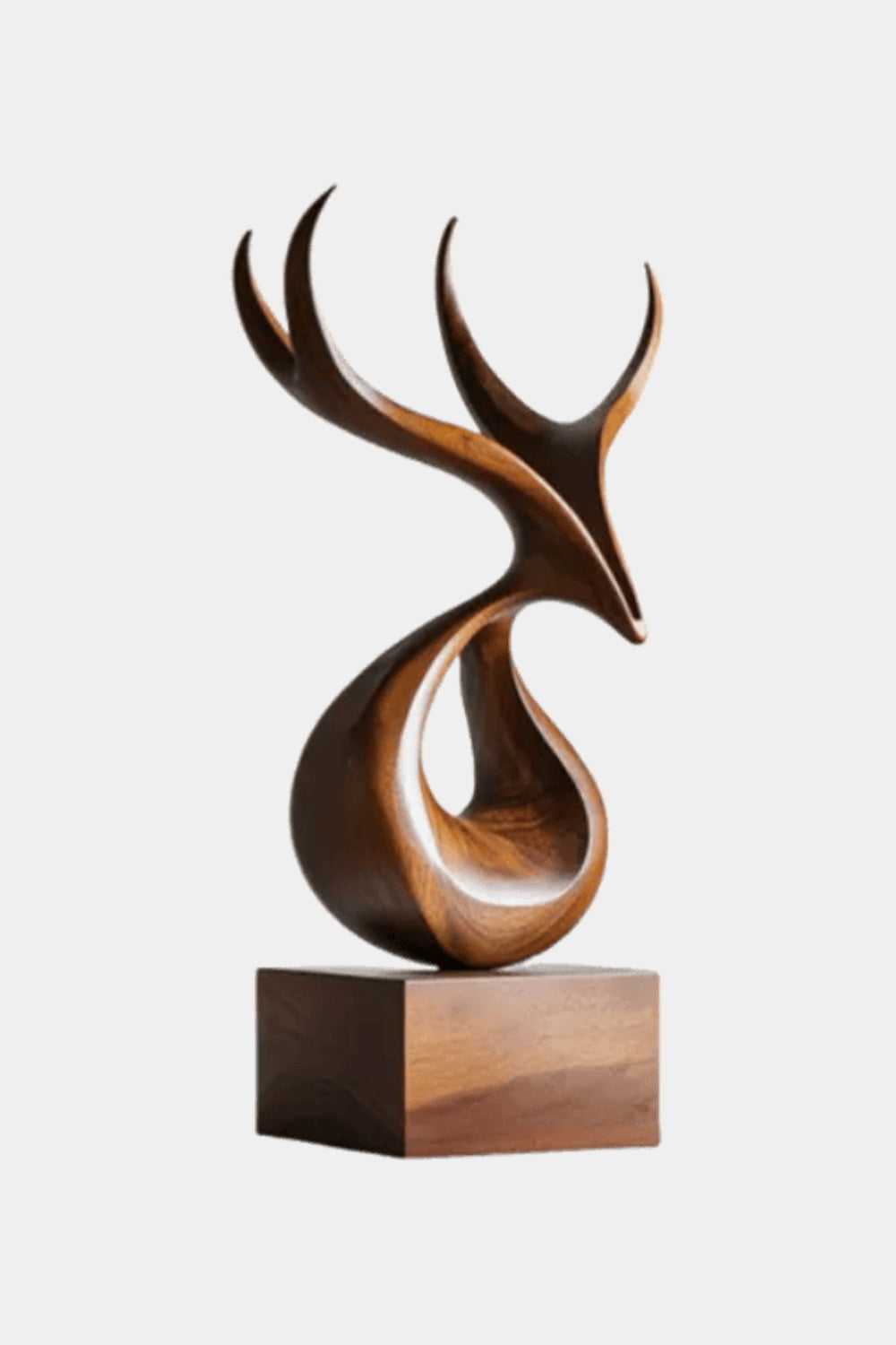 Wooden Deer Sculpture Modern Minimalist Nature Inspired Home Art Decor