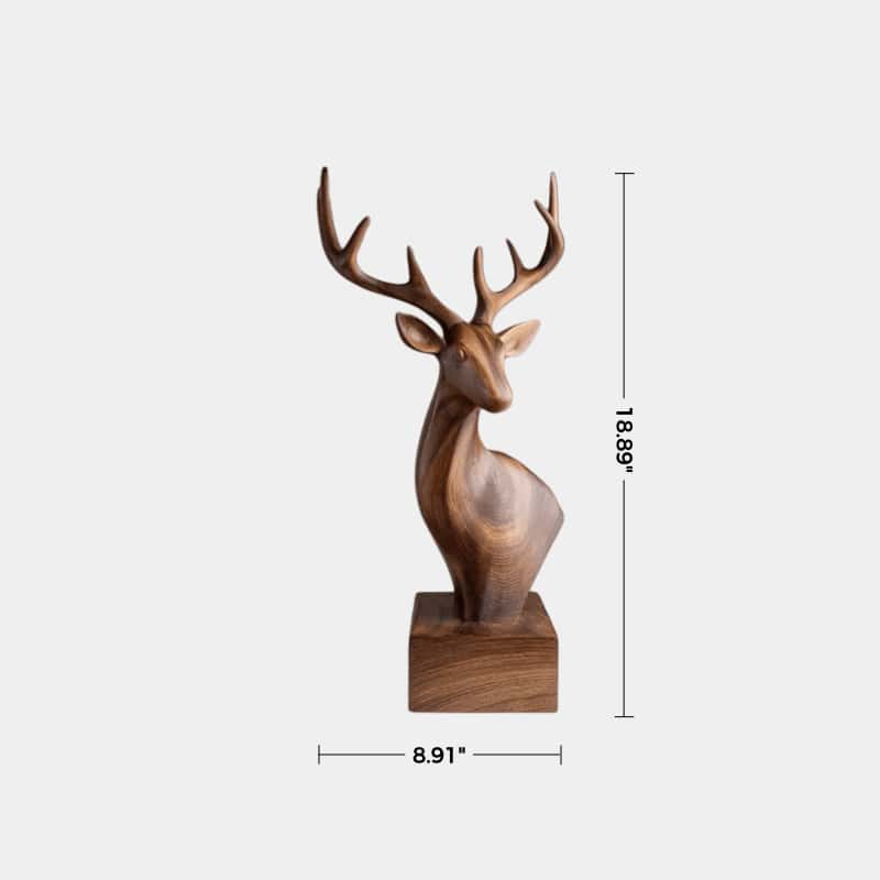 Wooden Deer Sculpture Modern Minimalist Nature Inspired Home Art Decor