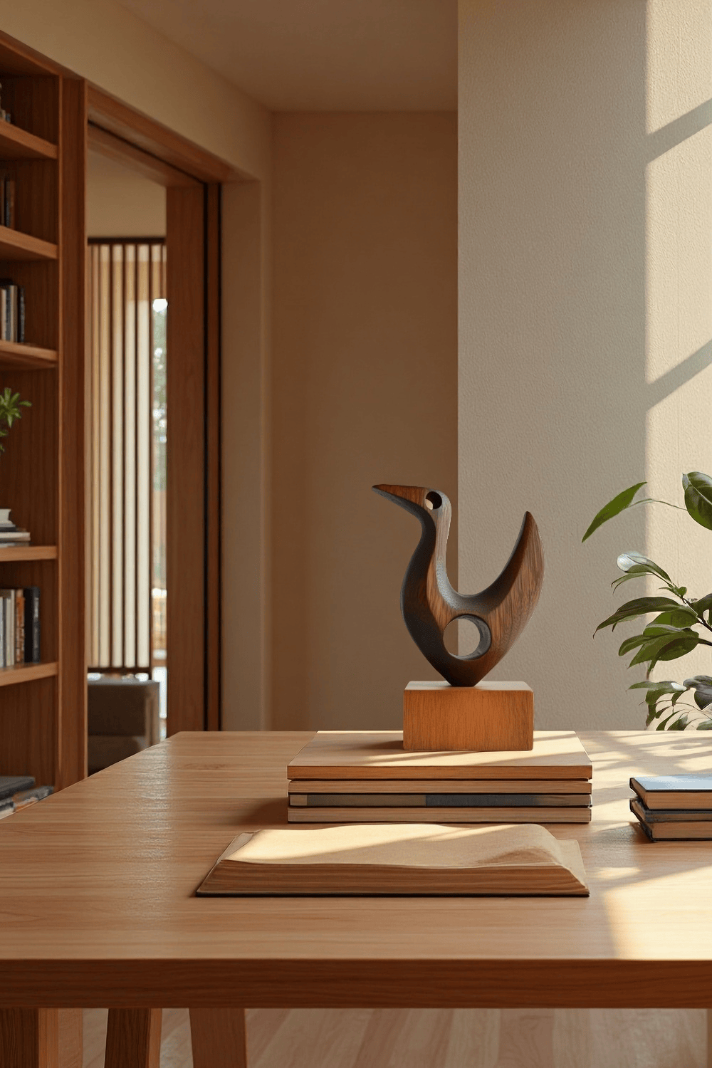 Abstract Wooden Bird Sculpture Handmade Wood Sculpture Modern Art Decor